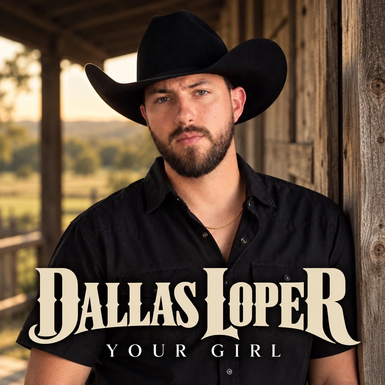 Your Girl single cover: Dallas Loper on a wooden porch in warm evening light, with his name and release title.